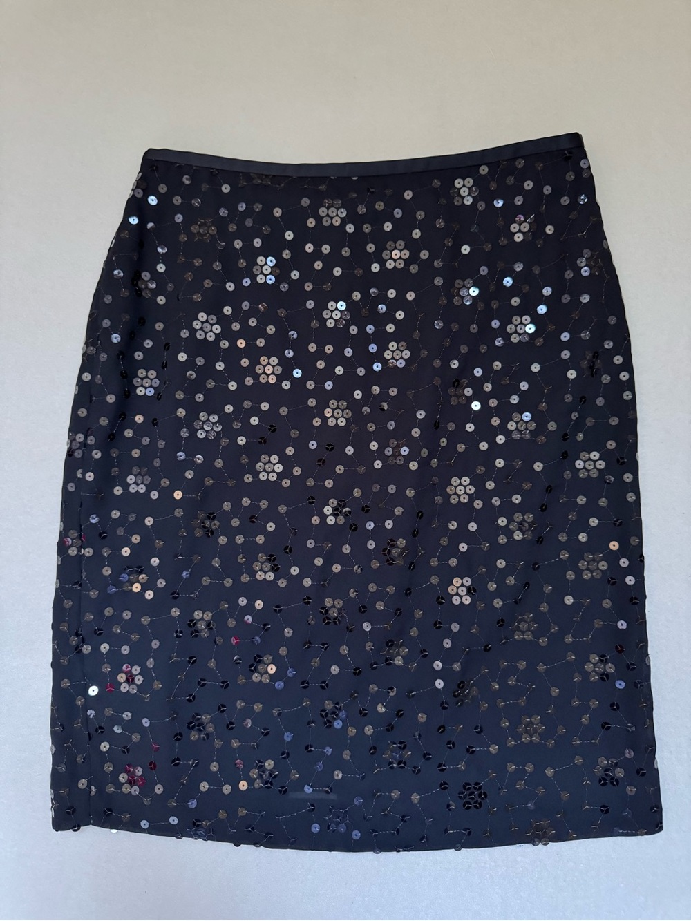 Ann Taylor LOFT Sequin Embellished Pencil Skirt Size 8 Petite Fully Lined Black